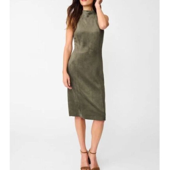 J. McLaughlin Dresses & Skirts - J. McLaughlin Faux Suede Dress Olive Green Size Medium collared soft fall